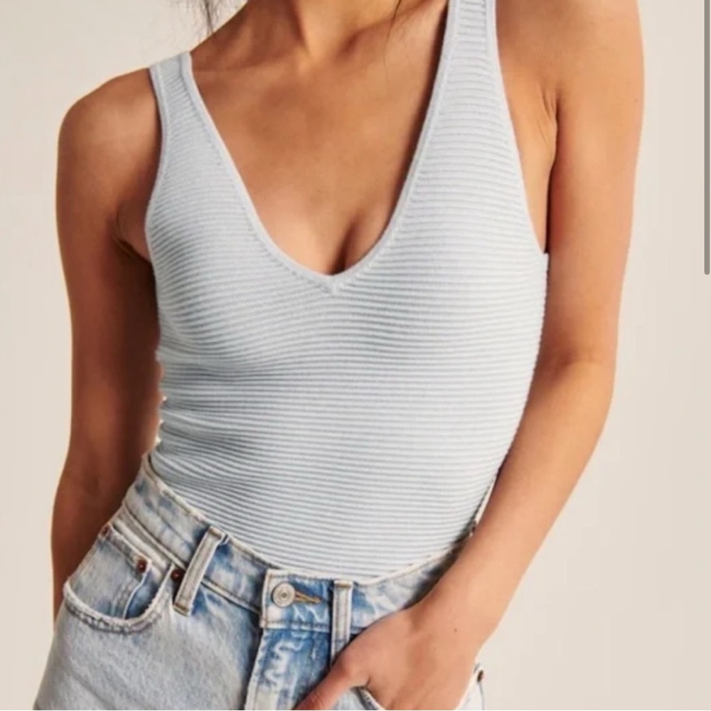 Abercrombie & Fitch Light Blue Ribbed Bodysuit